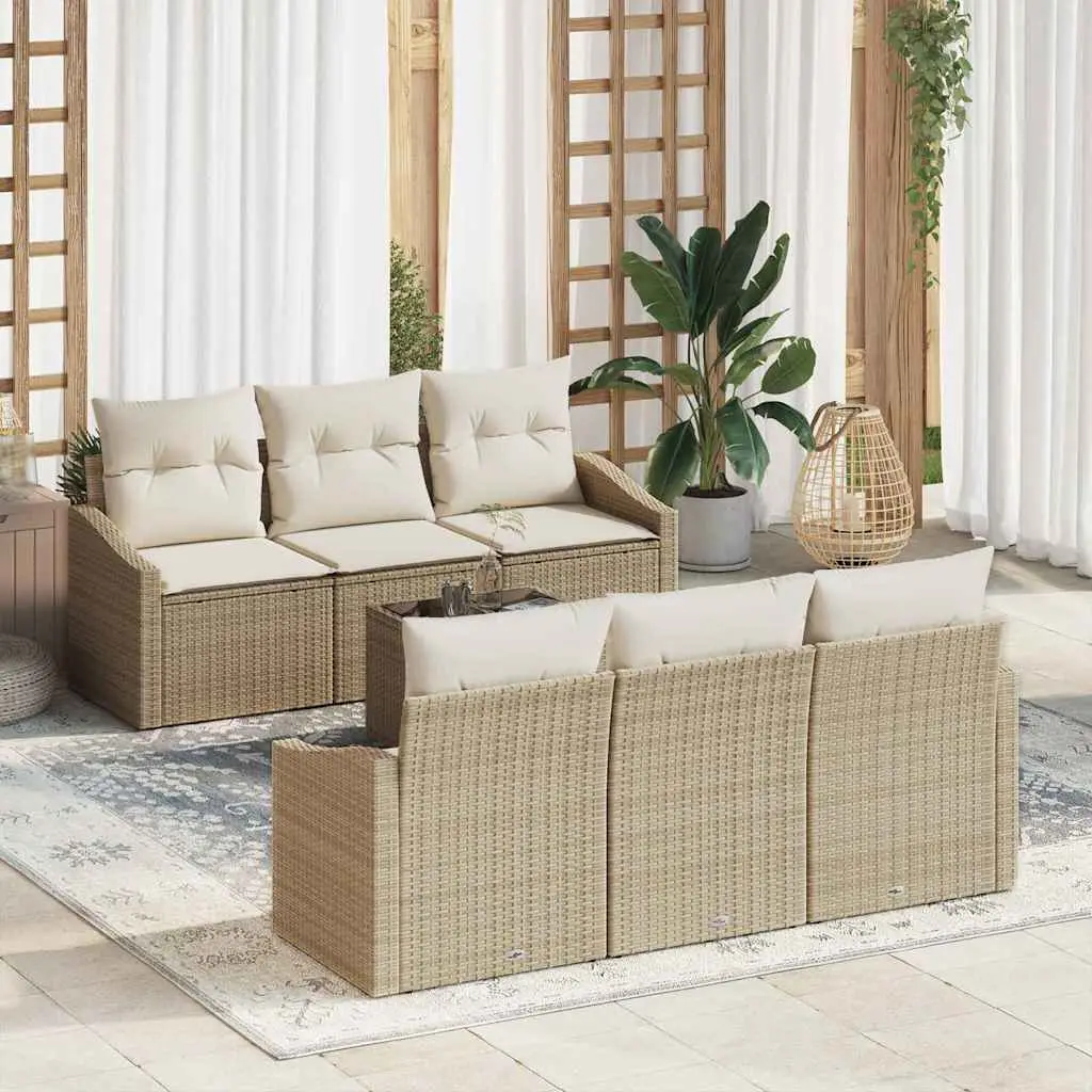Ensemble de Canapés avec coussin 7 pcs Beige et crème polyrotin vidaXL 3346611