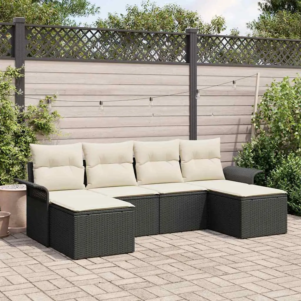 Ensemble de canapé de jardin avec stockage 6 pcs Noir polyrotin vidaXL 3354136