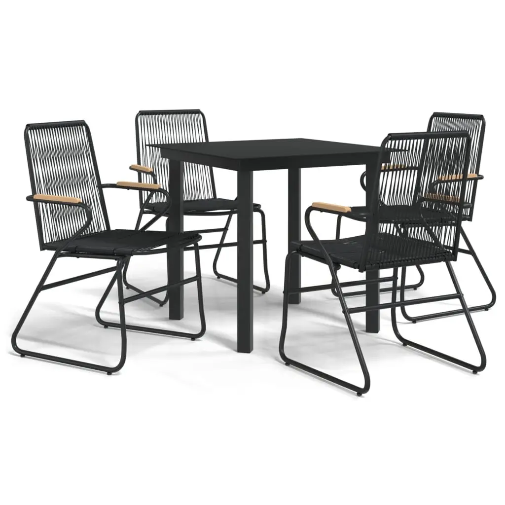 Ensemble de 5 pcs table de jardin avec chaises – mobilier de jardin Noir Rotin PVC-JU2885