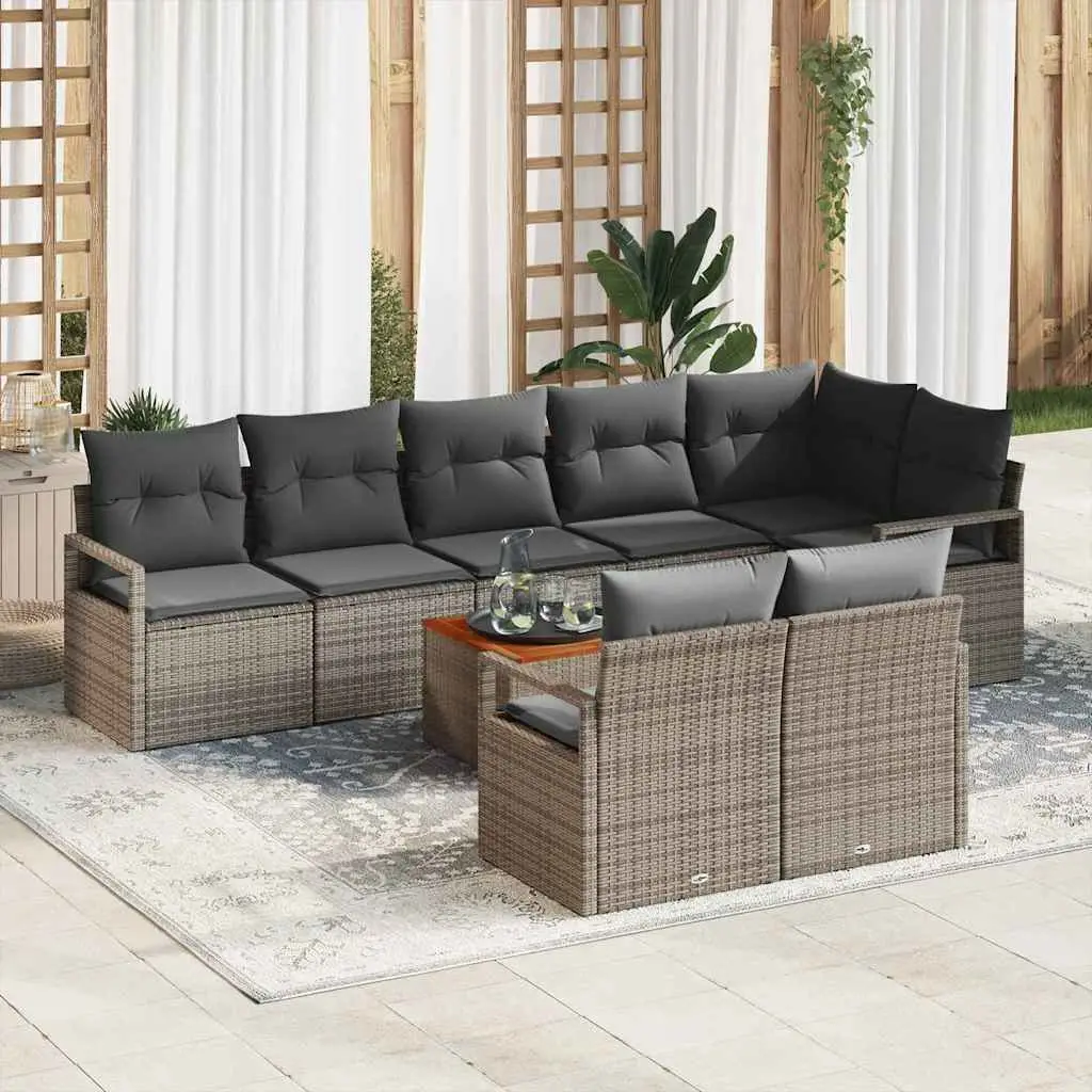 Ensemble canapé de terrasse 9 pièces en résine tressée avec coussins Gris – ComfortXL Outdoor Living