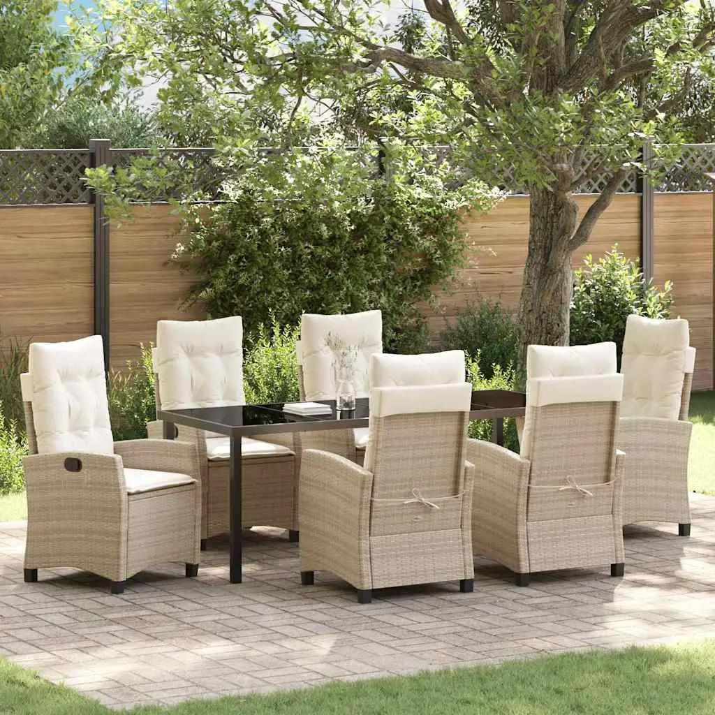 Ensemble de salle à manger pour jardin 7 pcs Beige polyrotin vidaXL 3380398 Beige