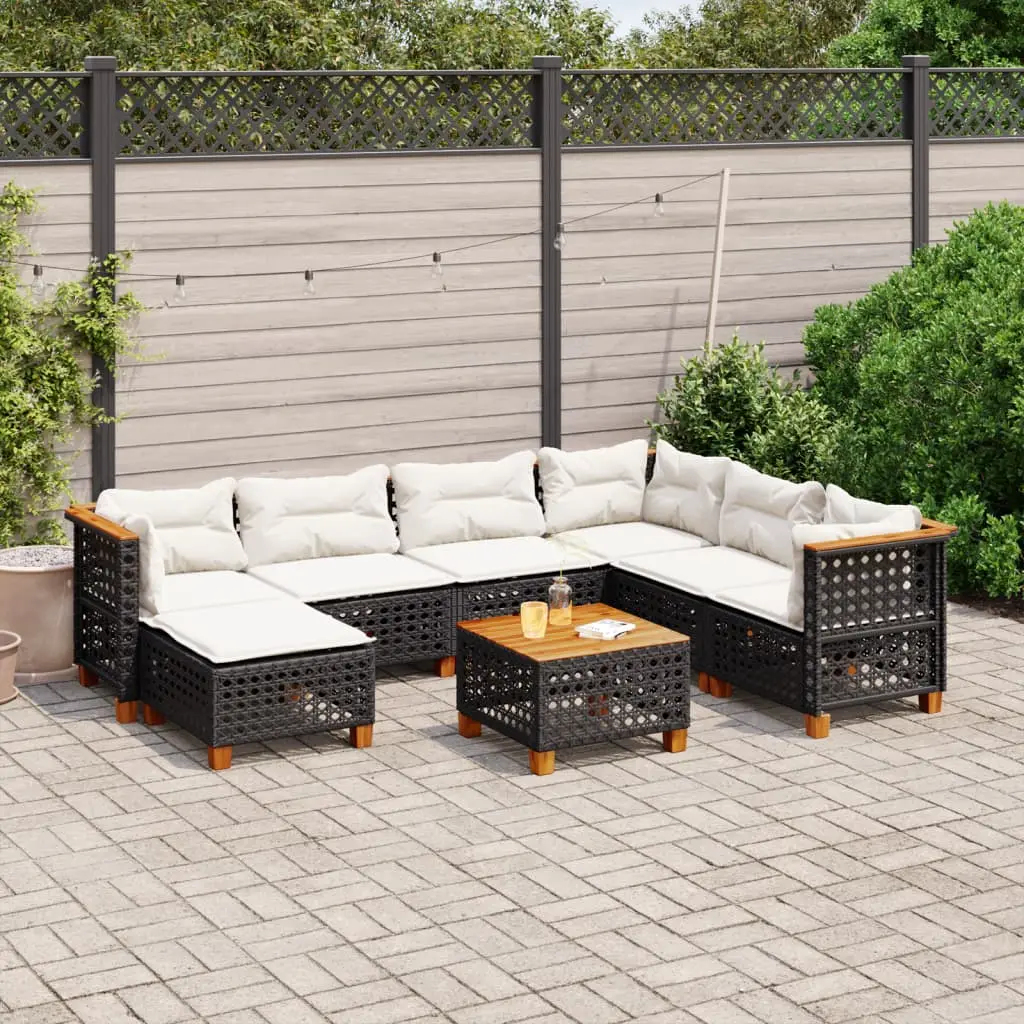 Ensemble Canapés de Jardin 8 pcs Modulable en Résine Tressée pour Grande Terrasse Noir – ComfortXL Outdoor Living