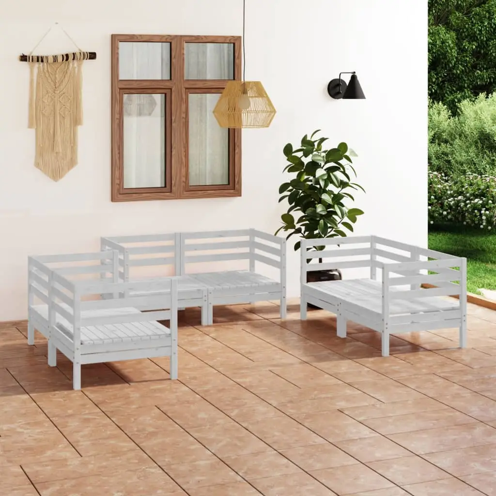 Ensemble Canapés d’Angle 6pcs Bois de Pin Massif Modulable Blanc – ComfortXL Outdoor Living