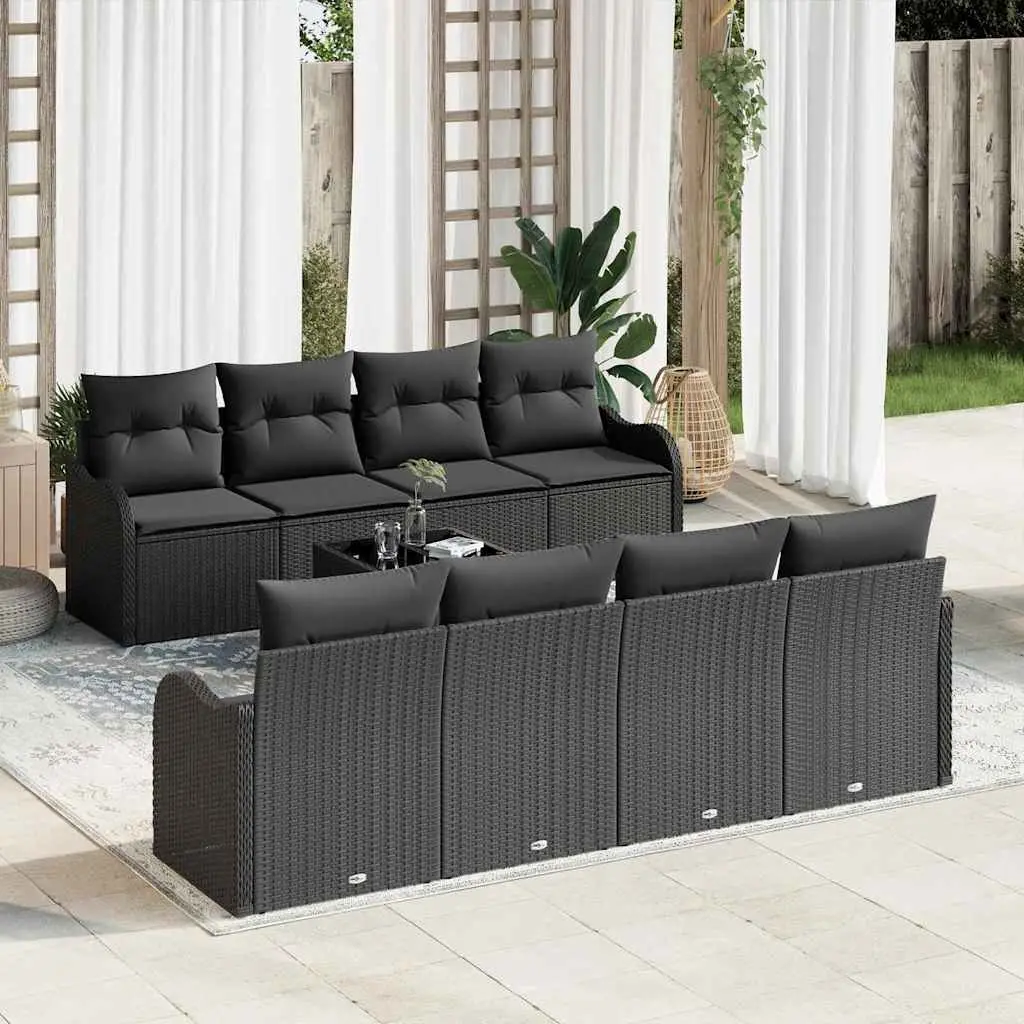 Ensemble de canapé de jardin Noir 55 x 55 x 37 cm polyrotin vidaXL 3345633