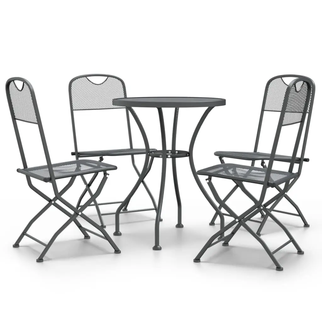 Ensemble de 5 pcs table de jardin avec chaises – mobilier de jardin Maille Métal Anthracite-JU3129