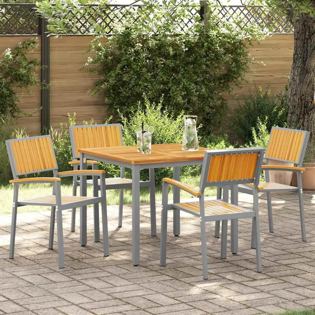 Ensemble de 4 Chaises de Jardin en Bois d’Acacia Résistantes aux Intempéries Marron – ComfortXL Outdoor Living