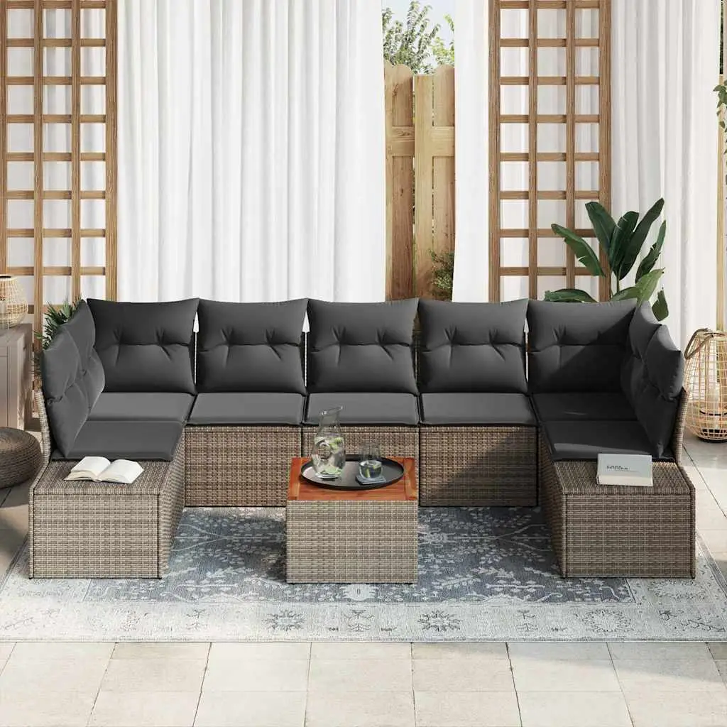 Ensemble de canapé de jardin avec stockage 8 pcs Gris polyrotin vidaXL 3356592