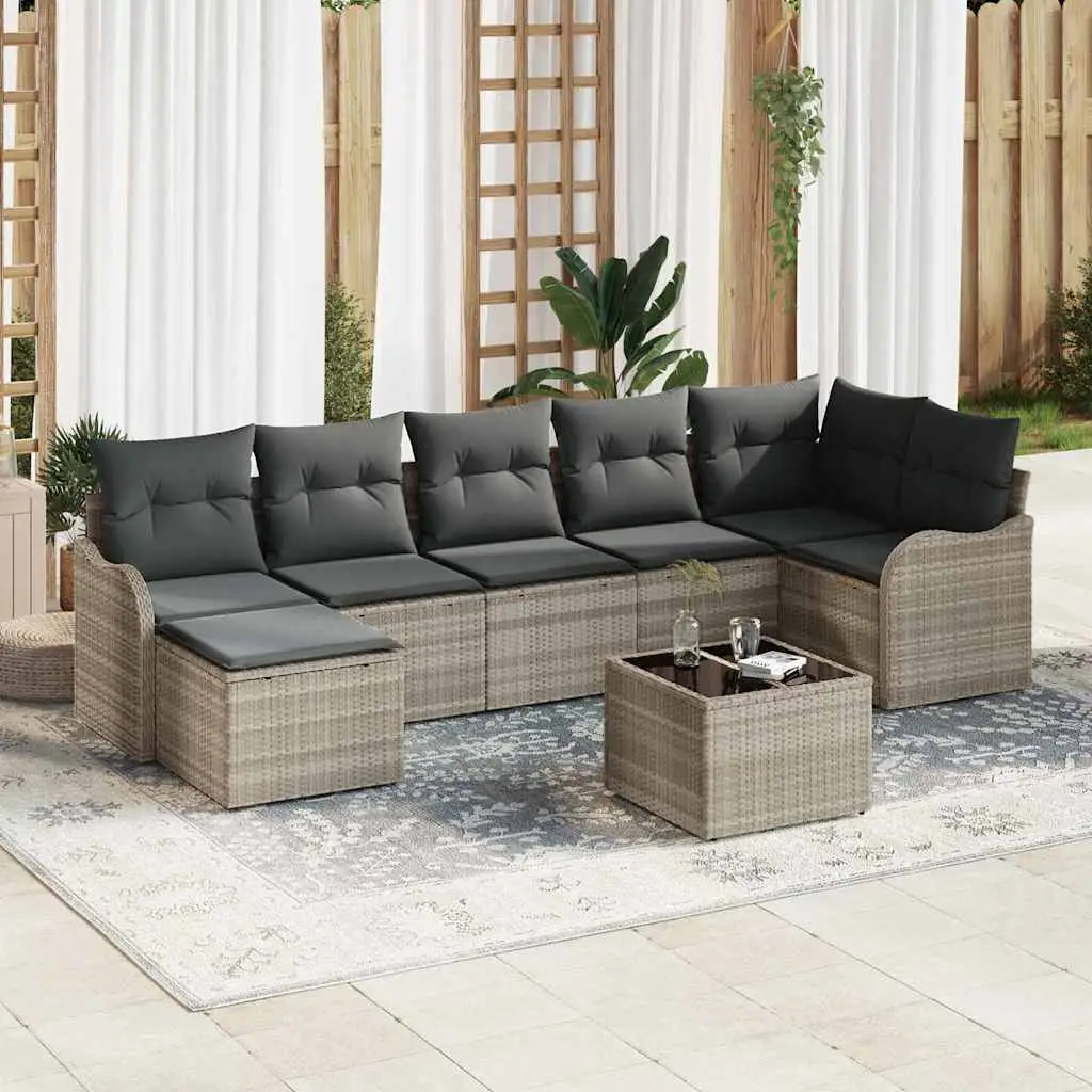 Ensemble de canapé de jardin Gris clair polyrotin vidaXL 3345802