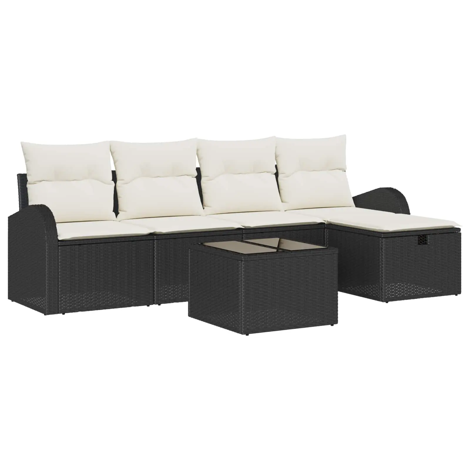 Ensemble de Canapés avec coussin 6 pcs Noir et Crème polyrotin vidaXL 3359066