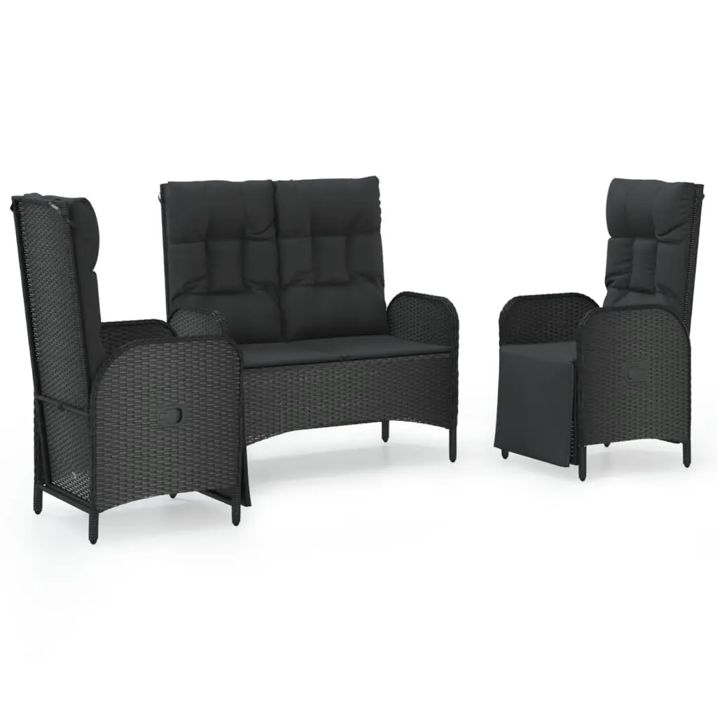 Ensemble de 3 pcs table de jardin et chaises avec coussins – mobilier de jardin Noir-JU3097