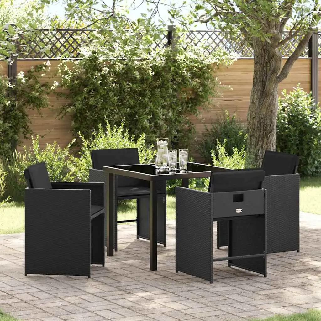 Ensemble de salle à manger pour jardin 5 pcs Noir polyrotin vidaXL 3380689