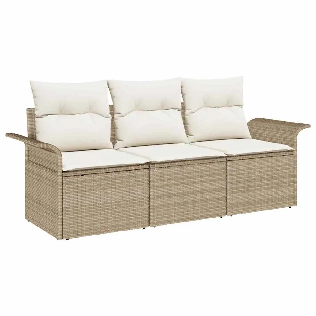 Ensemble de Canapés avec coussin 3 pcs | Canapé D’extérieur | Sofa De Jardin Beige et crème polyrotin Maison Chic