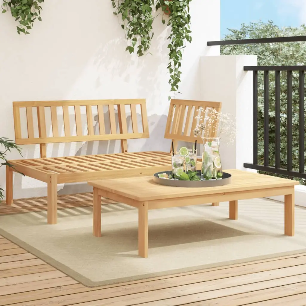 Ensemble de Jardin Style Palette Bois d’Acacia avec Table et Canapé d’Angle pour Terrasse Brun – ComfortXL Outdoor Living