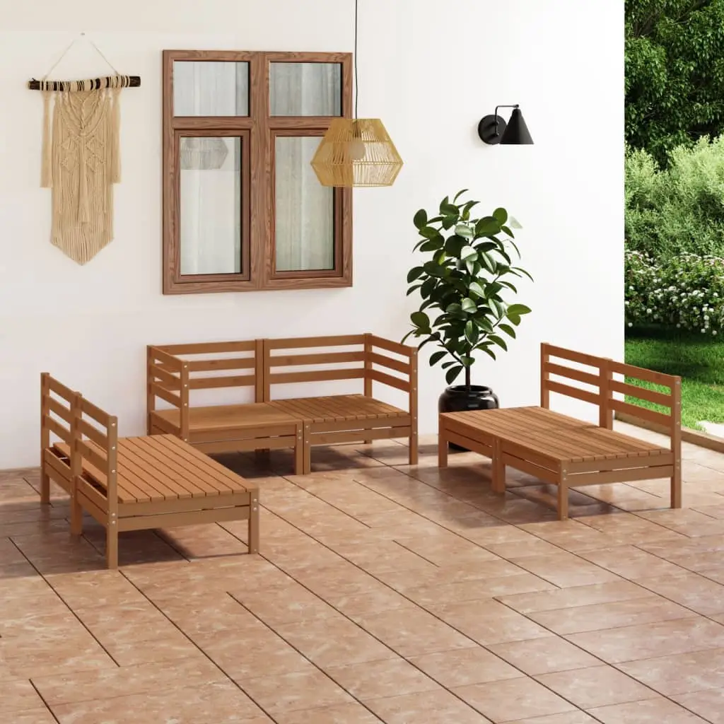 Ensemble de Jardin Modulable 6 Pièces en Bois de Pin Massif Couleur Miel – ComfortXL Outdoor Living