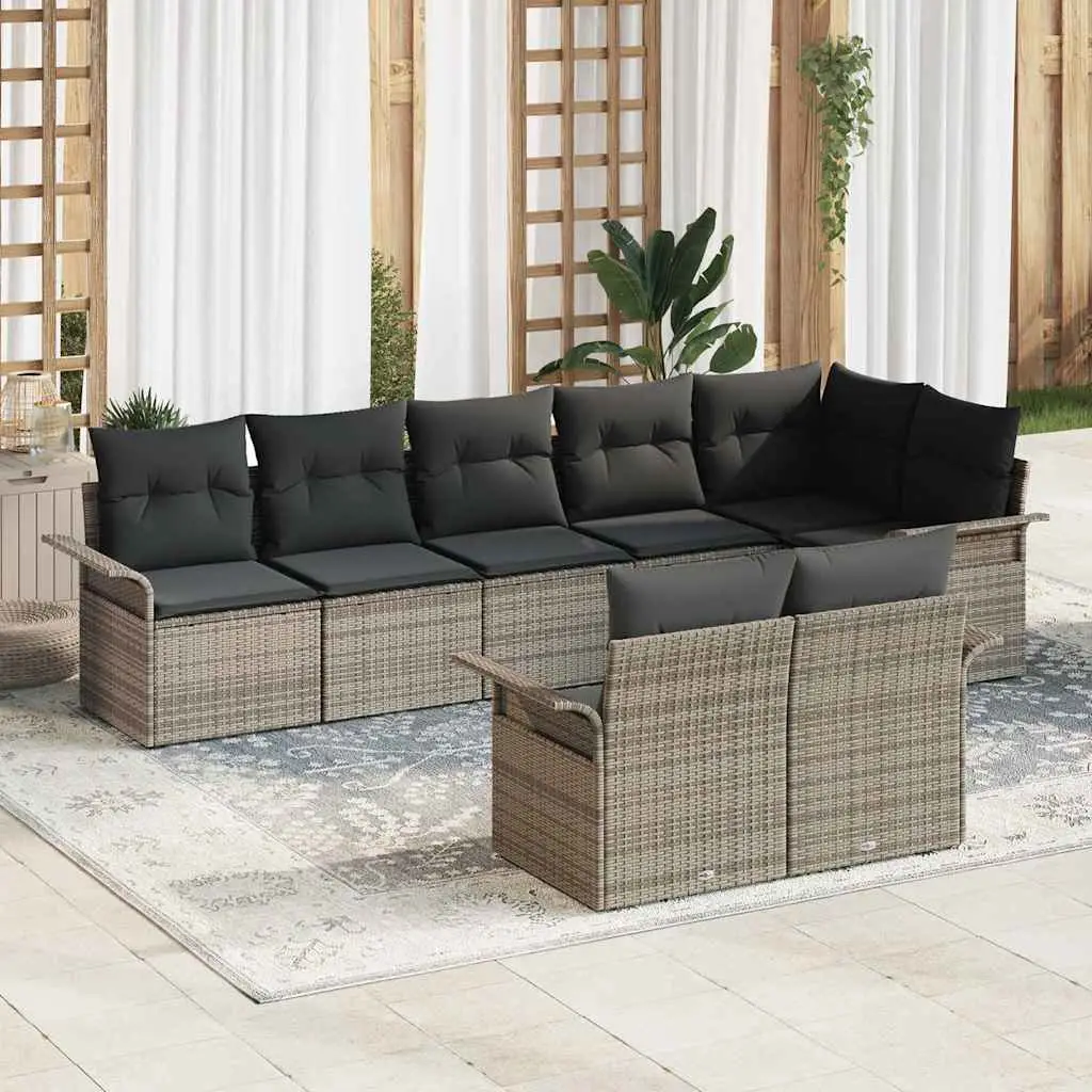 Ensemble de canapé de jardin avec stockage 8 pcs Gris polyrotin vidaXL 3354078
