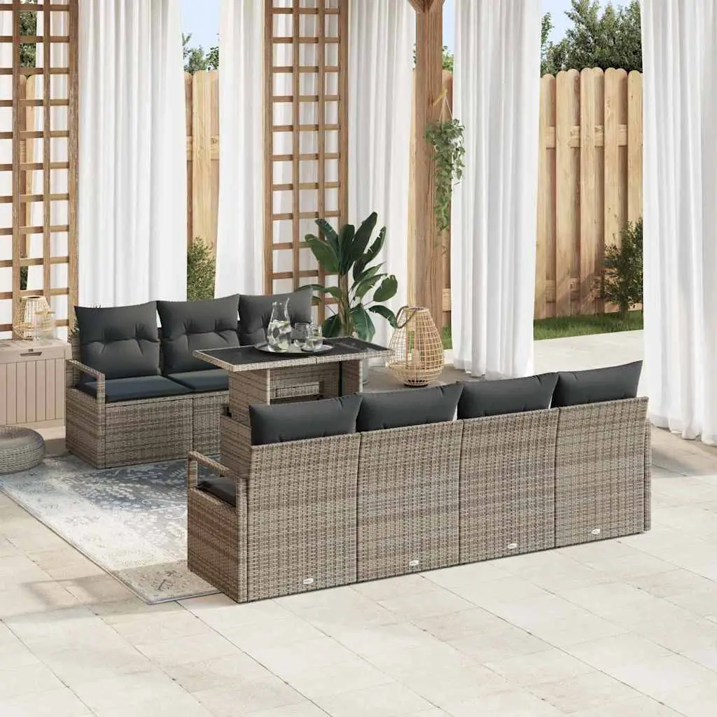 Ensemble de canapé de jardin avec stockage 8 pcs Gris polyrotin vidaXL 3348765