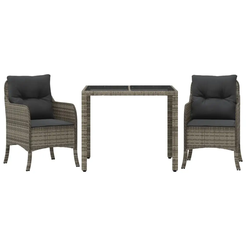 Ensemble de 3 pcs table de jardin avec chaises – mobilier de jardin avec coussins Gris-JU3152