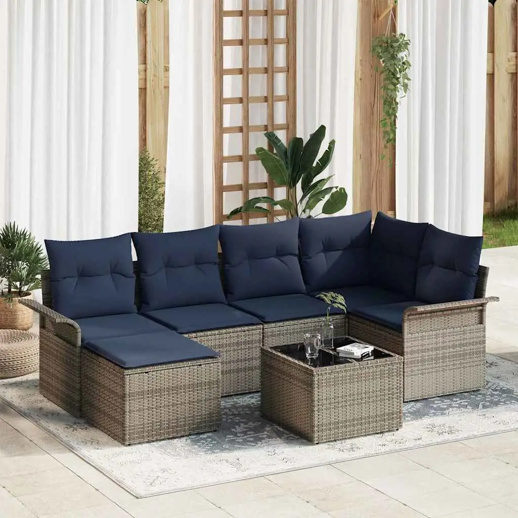 Ensemble de canapé de jardin avec stockage 7 pcs Gris polyrotin vidaXL 3354114