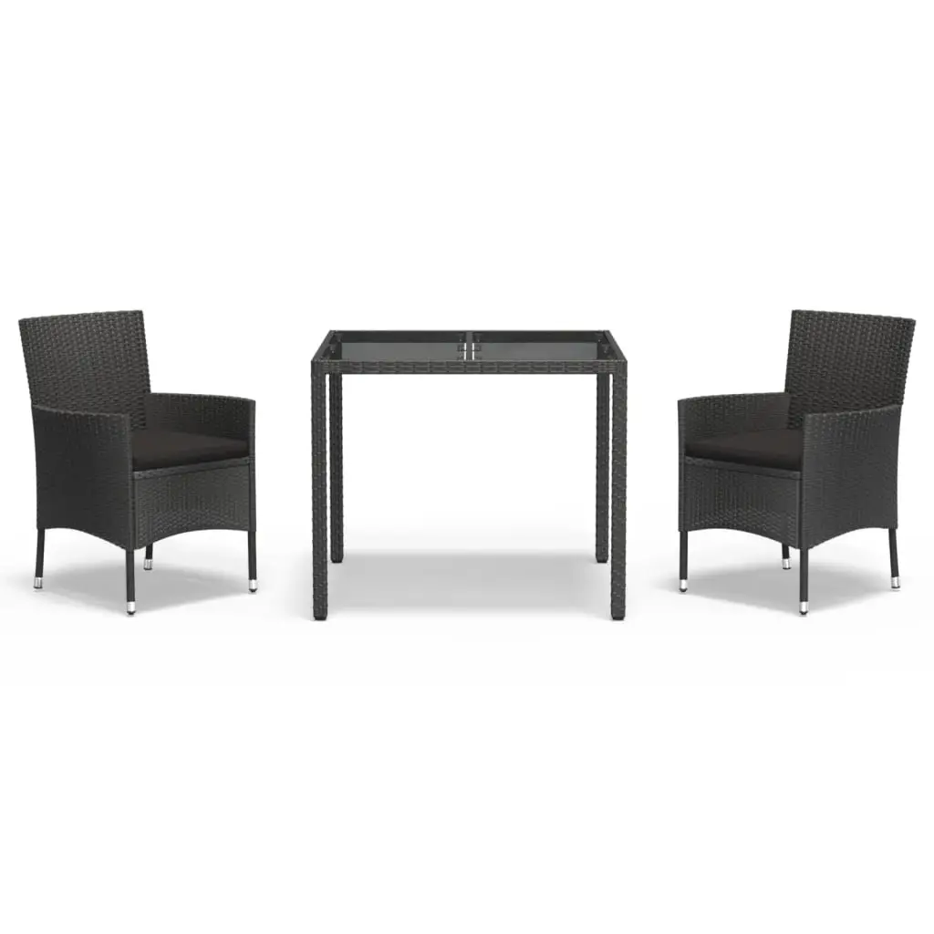 Ensemble de 3 pcs table de jardin et chaises avec coussins – mobilier de jardin Noir-JU2940