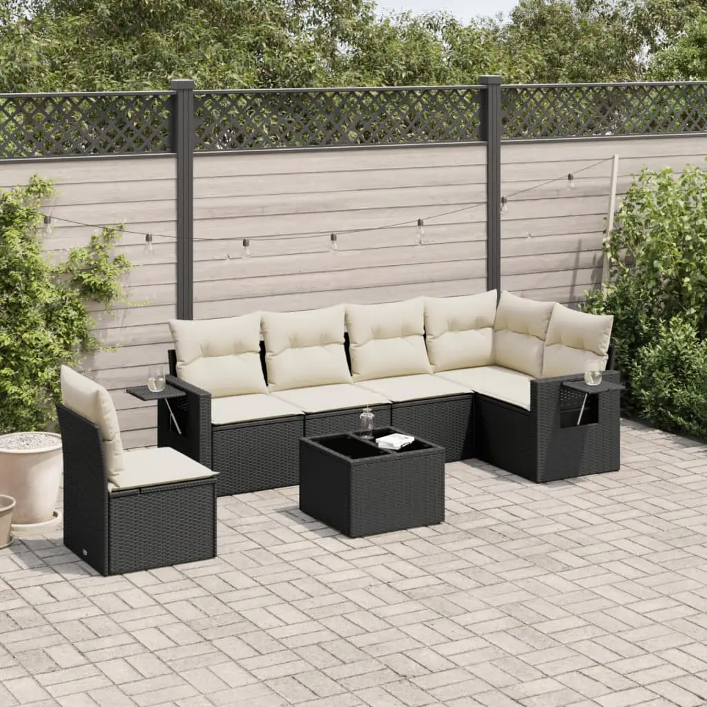 Ensemble d’extérieur sectionnel 6 places en poly rotin avec table et rangement Noir – ComfortXL Outdoor Living