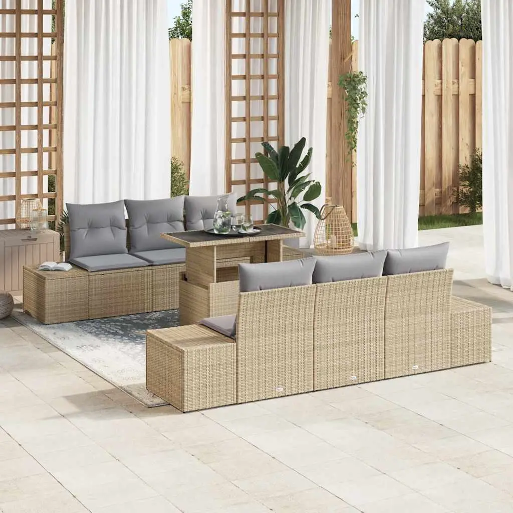 Ensemble de Canapés 7 pcs Beige et Gris clair polyrotin vidaXL 3349106