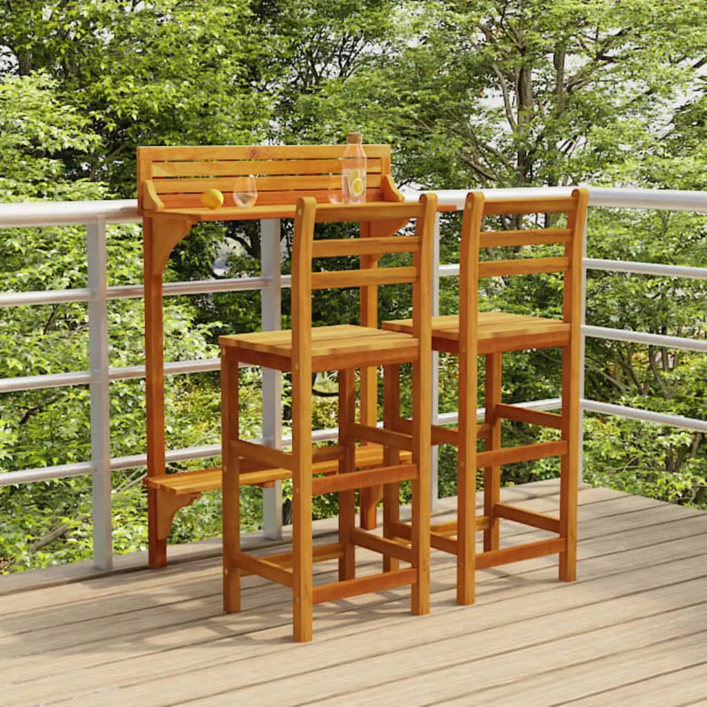 Ensemble de bar de balcon 3 pcs Bois d’acacia massif vidaXL 3116002