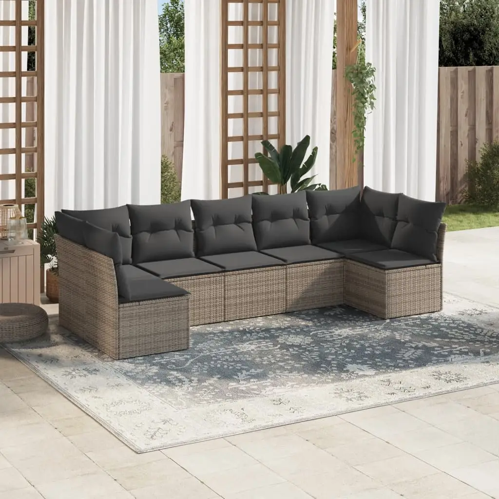 Ensemble Canapés de Jardin 7 Pièces en Résine Tressée pour Extérieur Gris – ComfortXL Outdoor Living