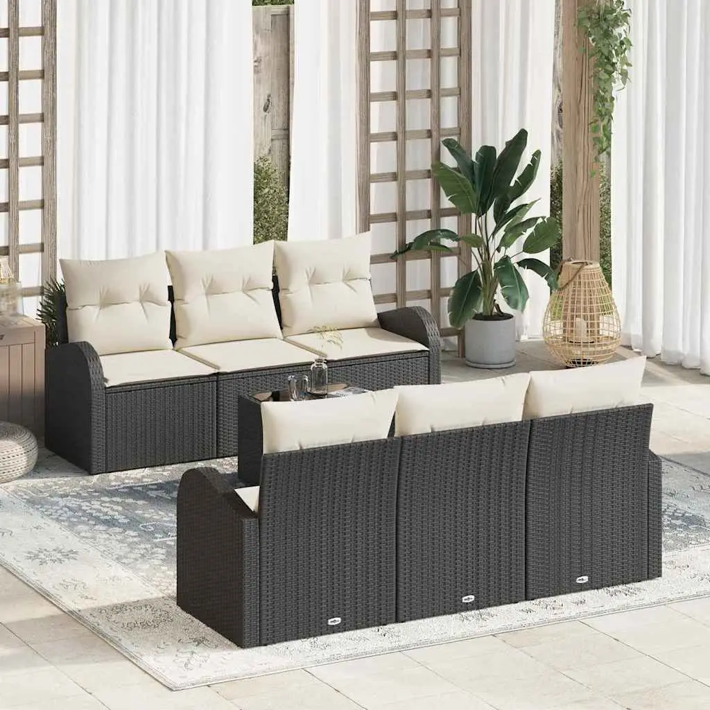Ensemble de canapé de jardin Noir 55 x 55 x 37 cm polyrotin vidaXL 3345927