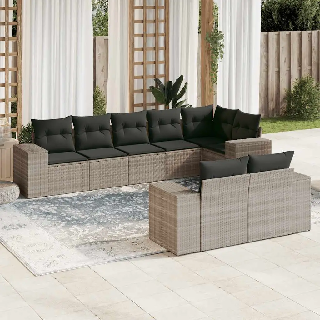 Ensemble Canapés 8 places Résine Tressée Modulable pour Jardin Gris Clair – ComfortXL Outdoor Living