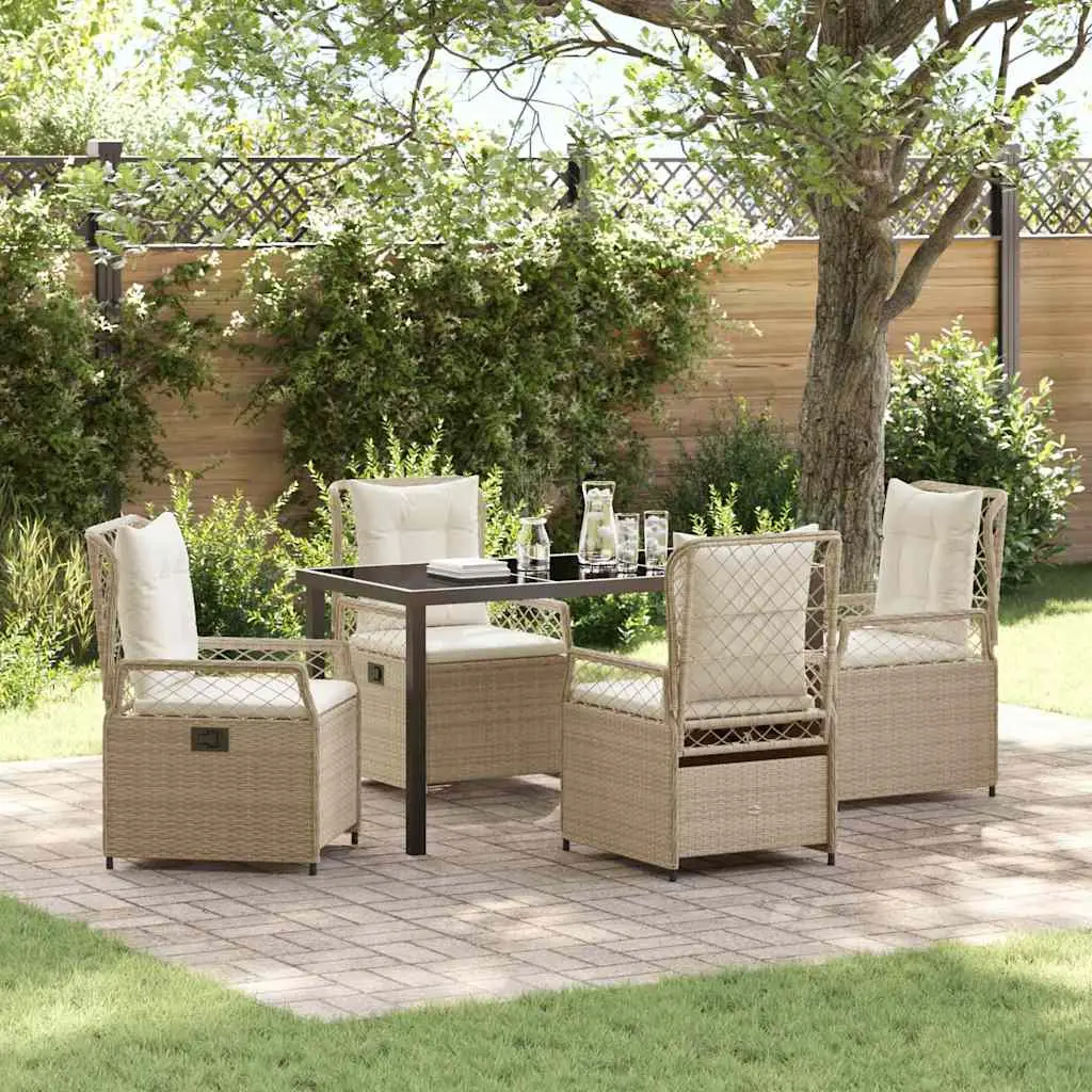 Ensemble de salle à manger pour jardin 5 pcs vidaXL 3381011 beige et blanc crème