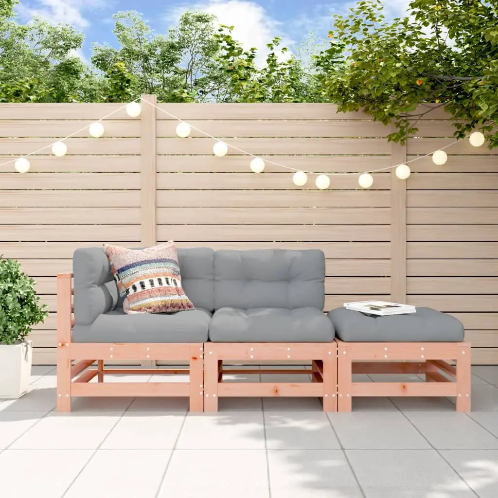 Ensemble Canapé de Jardin Bois Douglas Massif 3 Pièces Durable pour Patio Brun – ComfortXL Outdoor Living