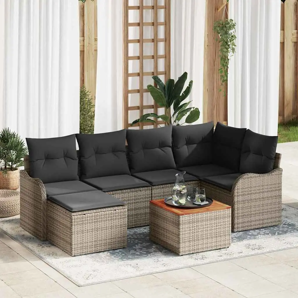 Ensemble d’extérieur 7 pcs modulable en résine tressée avec coffres Gris – ComfortXL Outdoor Living