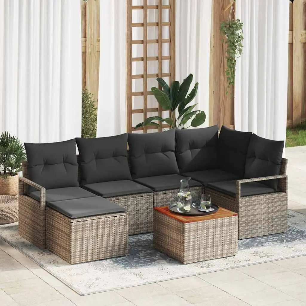 Ensemble de canapé de jardin avec stockage 7 pcs Gris polyrotin vidaXL 3356396