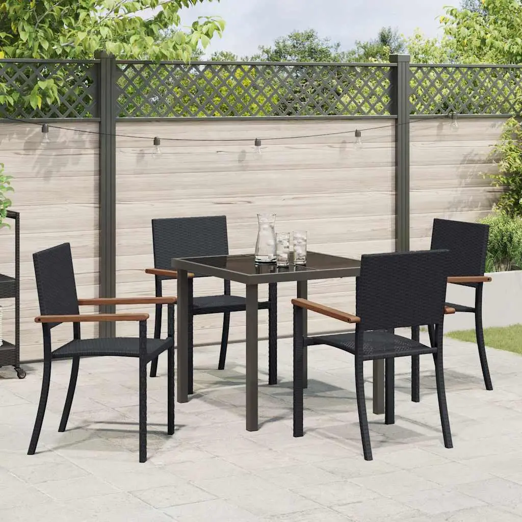 Ensemble de salle à manger pour jardin 5 pcs Noir vidaXL 3379416