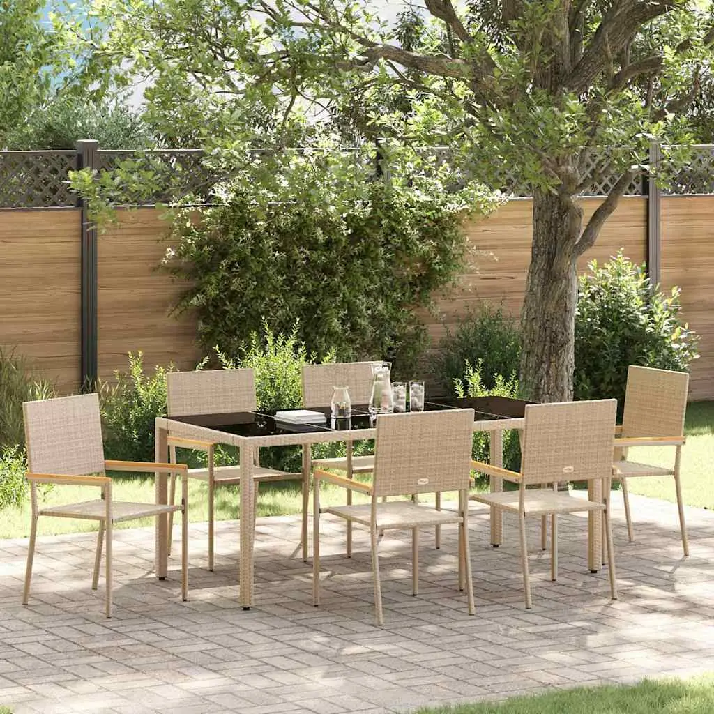 Ensemble de salle à manger pour jardin 7 pcs Beige polyrotin vidaXL 3365398 Beige