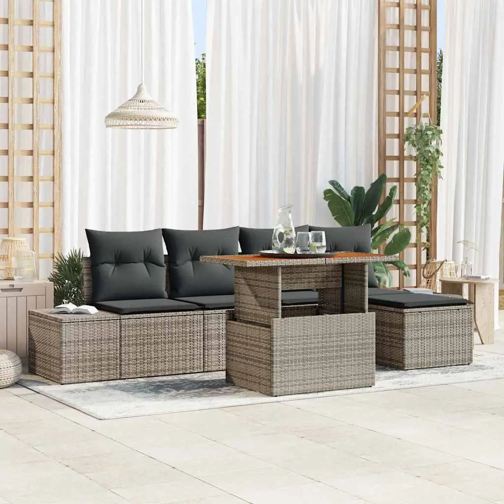 Ensemble de salle à manger pour jardin 6 pcs Gris et marron vidaXL 3349950
