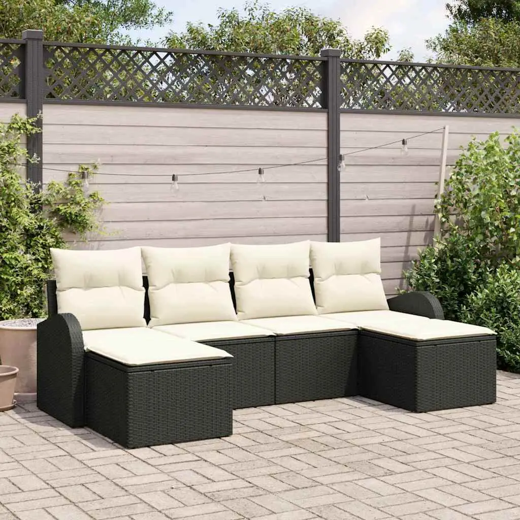 Ensemble de Canapés avec coussin 6 pcs Noir et Blanc polyrotin vidaXL 3354816
