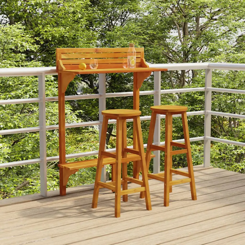 Ensemble de bar de balcon 3 pcs Bois d’acacia massif vidaXL 3116003