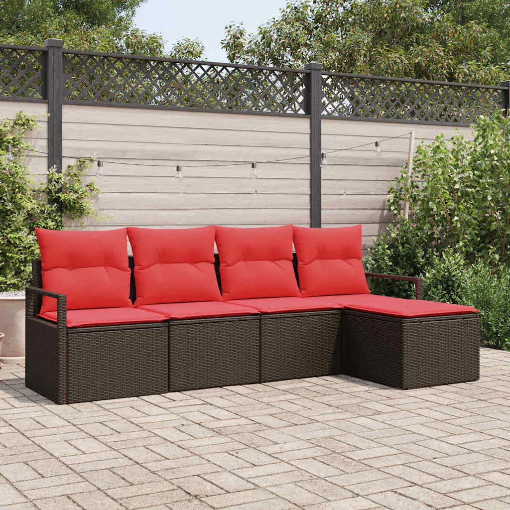 Ensemble de Canapés avec coussin 5 pcs Marron polyrotin vidaXL 3346344