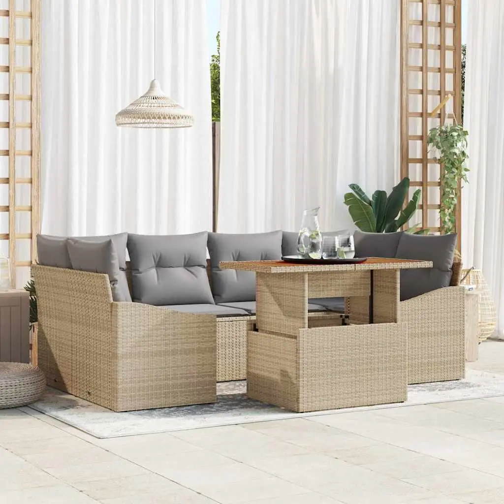 Ensemble de salle à manger pour jardin 7 pcs Beige et gris vidaXL 3349790 beige et gris