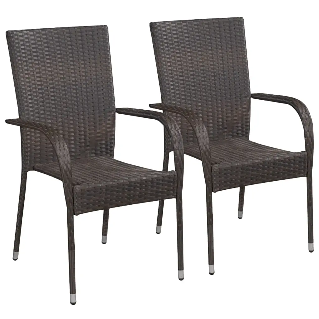 Ensemble de 3 pcs table de jardin avec chaises – mobilier de jardin Marron-JU3143