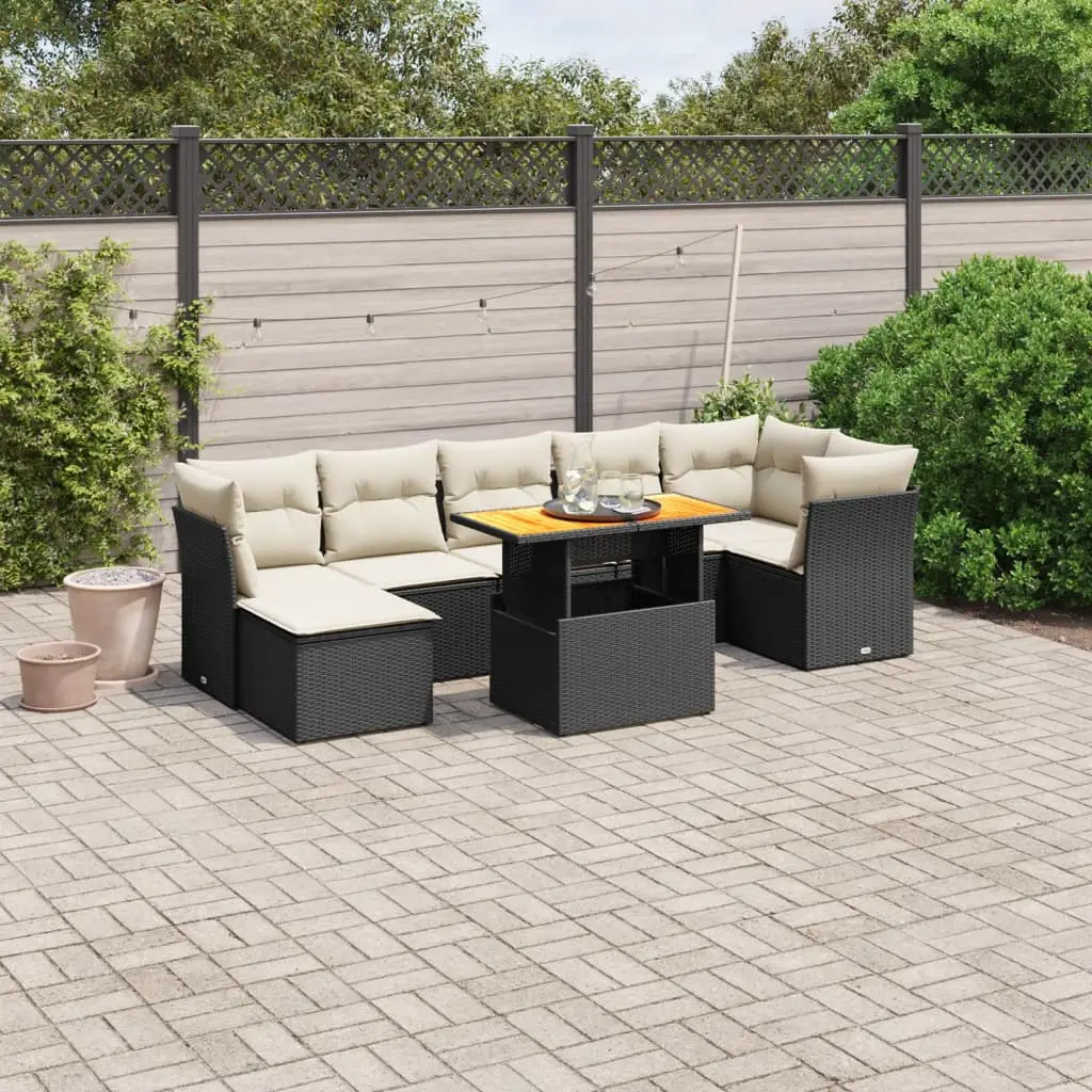 Ensemble de jardin 8 places noir avec repose-pied et table réglable en hauteur – ComfortXL Outdoor Living