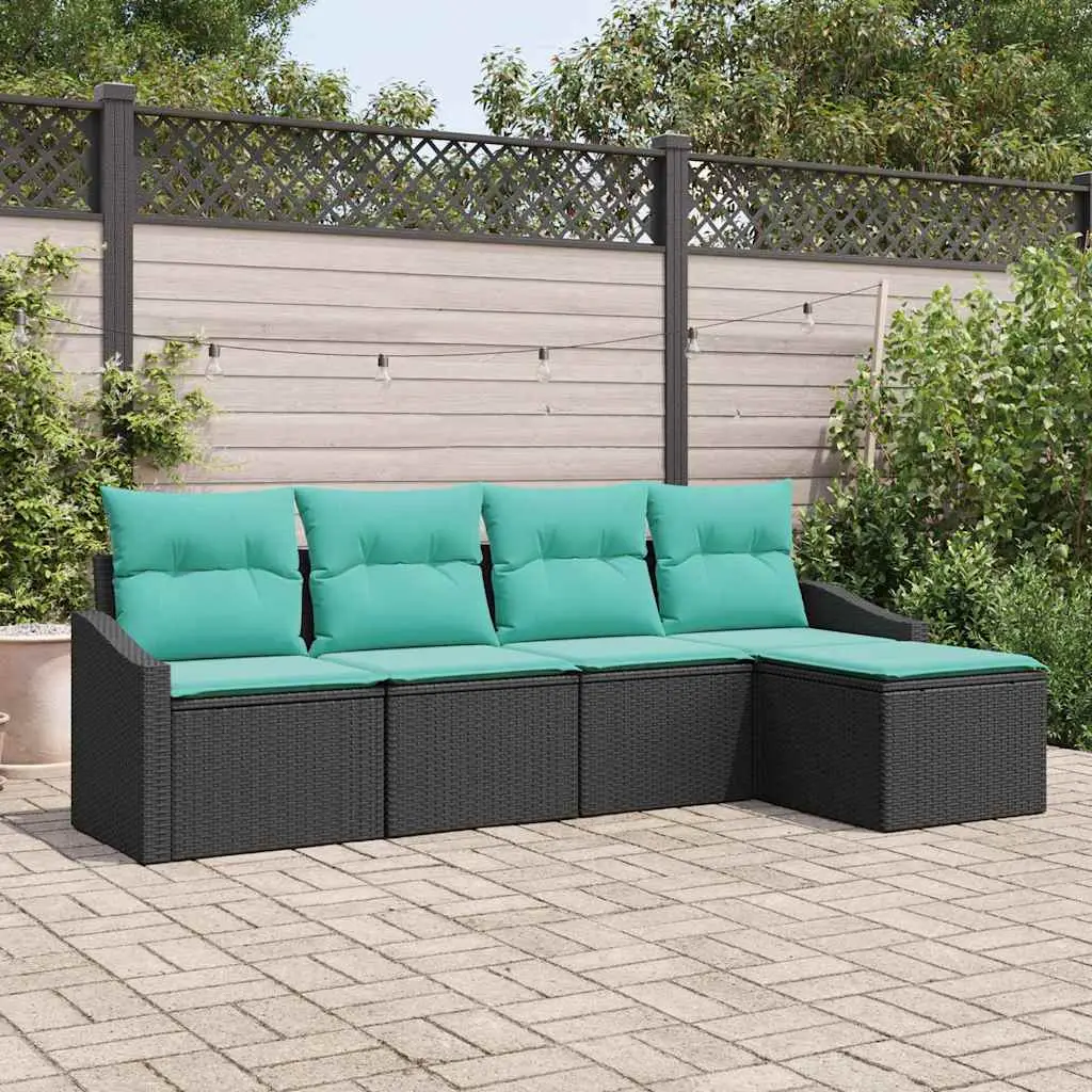 Ensemble de Canapés avec coussin 5 pcs Noir polyrotin vidaXL 3346686