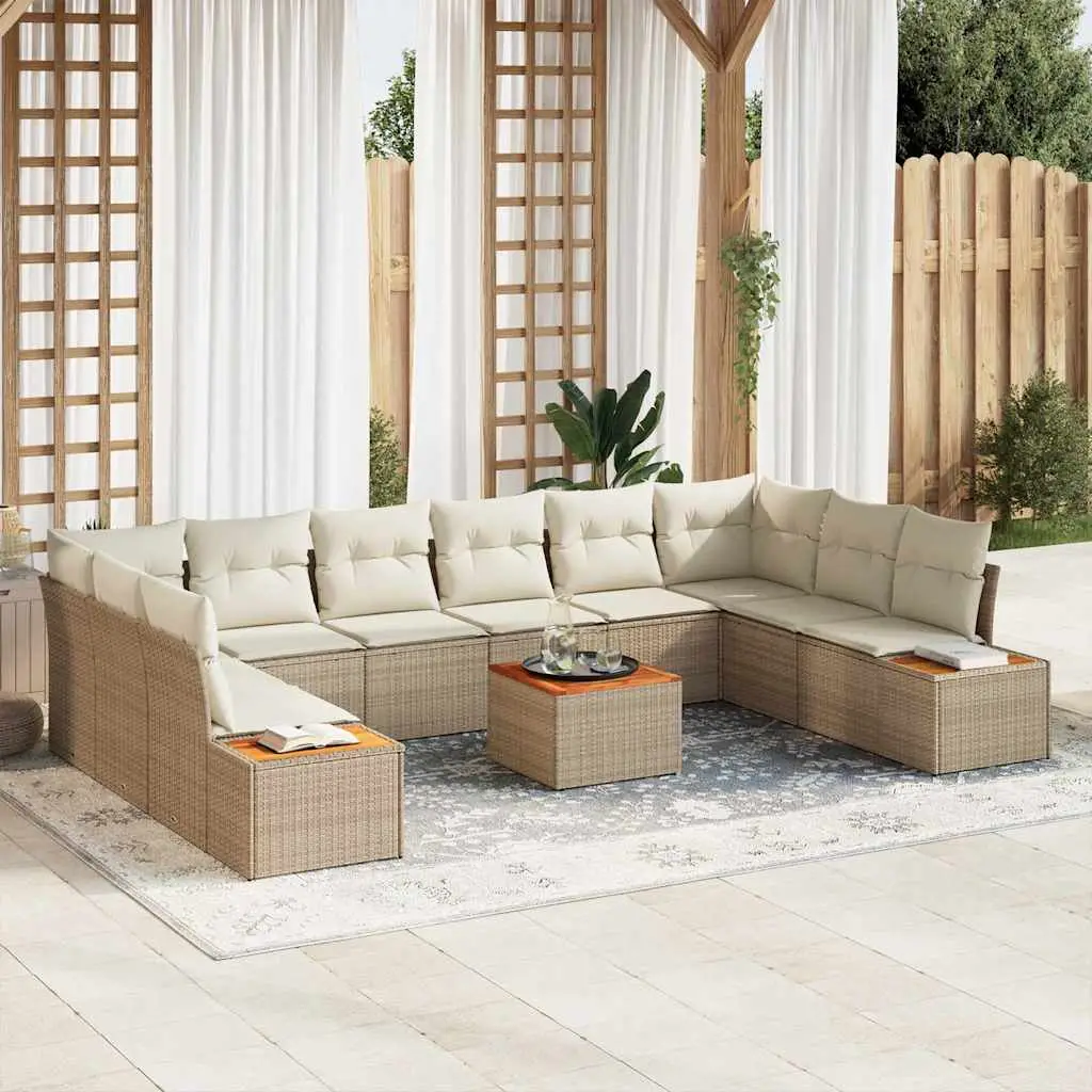 Ensemble Canapé de Jardin 10 Places Résine Tressée Modulable Beige – ComfortXL Outdoor Living