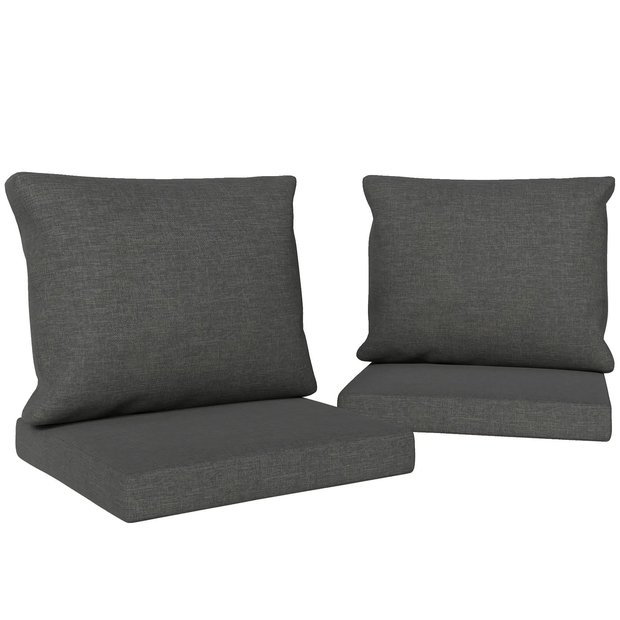 Ensemble de 4 coussins pour salon de jardin 2 pour assise 56x52x7cm 2 pour dossier 56x45x17cm – polyester – gris foncé – Outsunny
