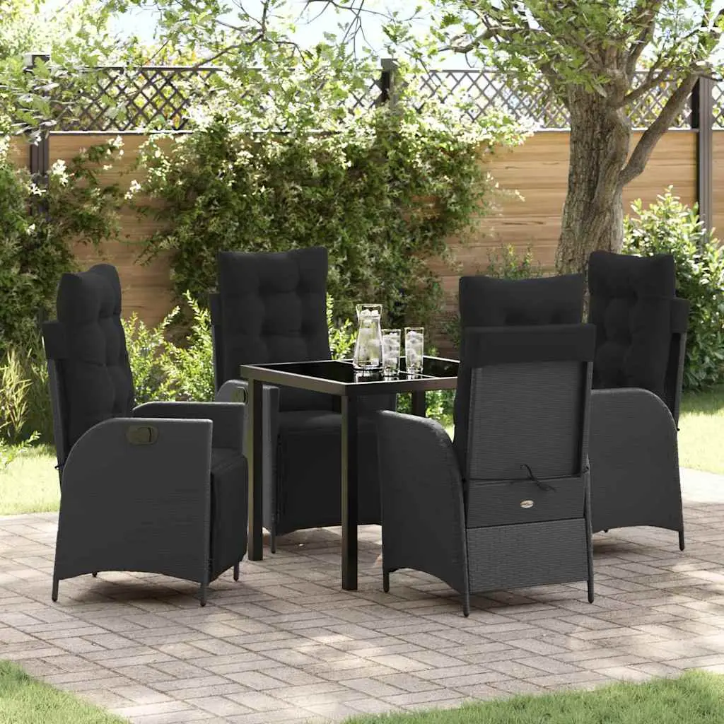 Ensemble de salle à manger pour jardin 5 pcs Noir polyrotin vidaXL 3380534