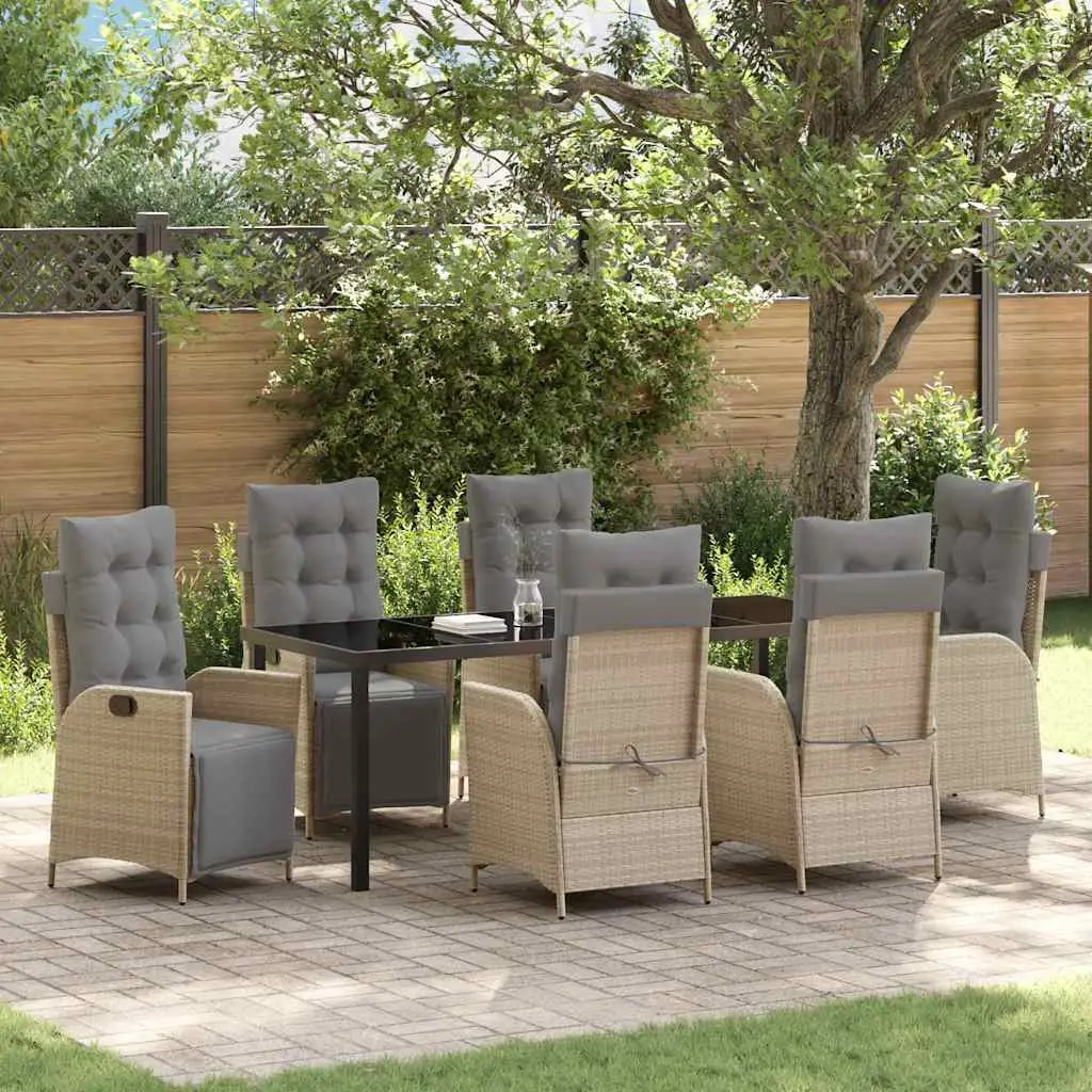 Ensemble de salle à manger pour jardin 7 pcs Beige polyrotin vidaXL 3380566 Beiges mixtes