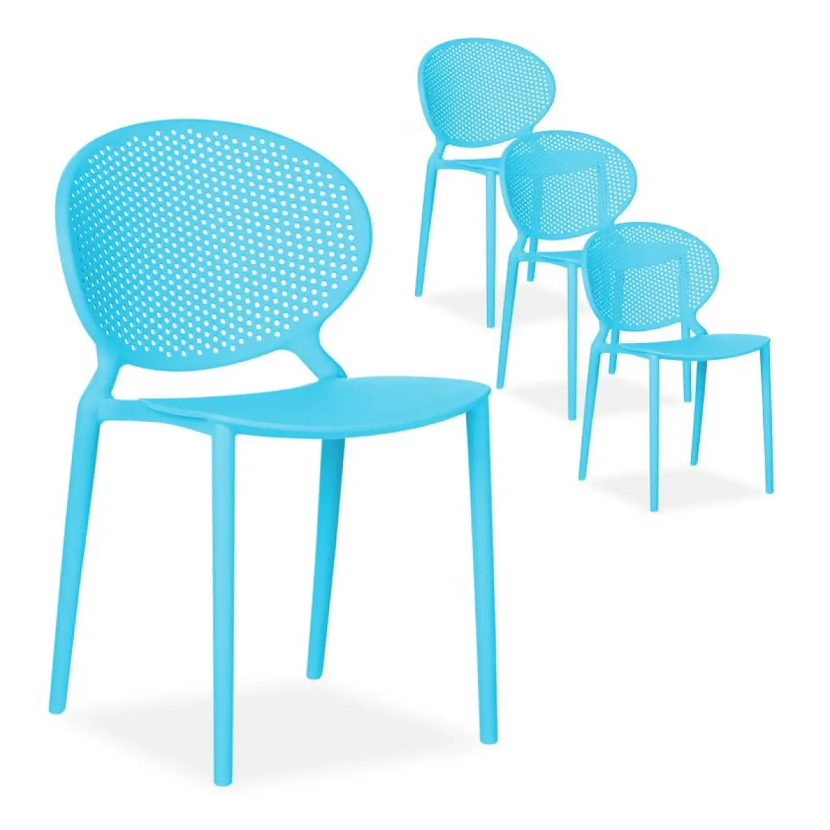 Ensemble de 4 chaises de jardin modernes en bleu élégant