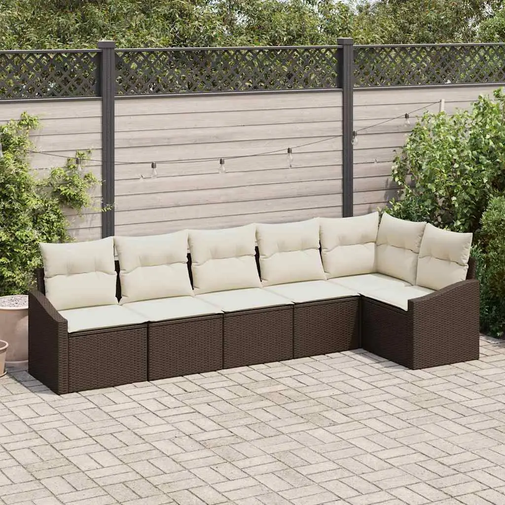 Ensemble de Canapés avec coussin 6 pcs Marron polyrotin vidaXL 3346738