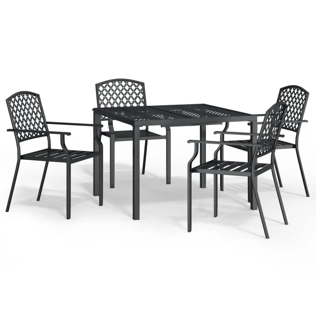 Ensemble de 5 pcs table de jardin avec chaises – mobilier de jardin anthracite acier-JU3076